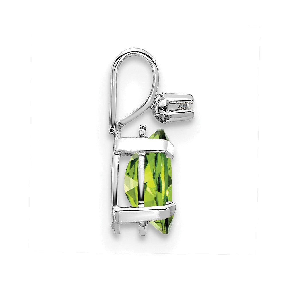 14K White Gold Diamond and Peridot Birthstone Pendant