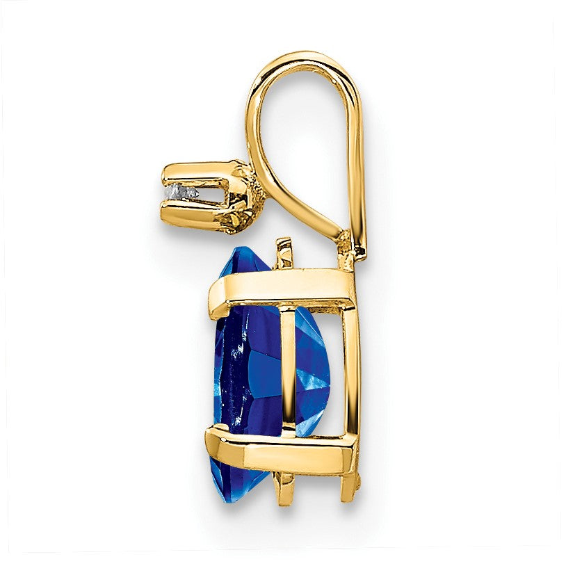 14k Diamond and 6x4 Oval September/Sapphire Birthstone Pendant