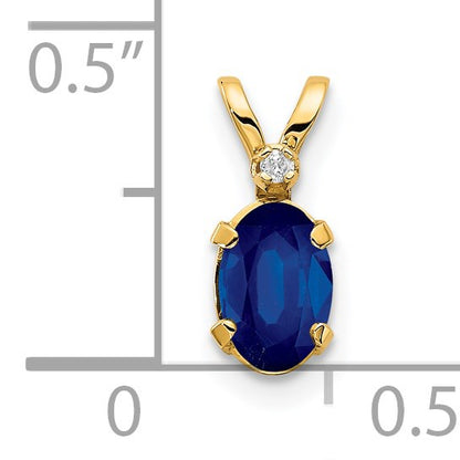 14k Diamond and 6x4 Oval September/Sapphire Birthstone Pendant