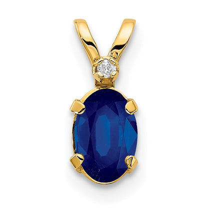 14k Diamond and 6x4 Oval September/Sapphire Birthstone Pendant