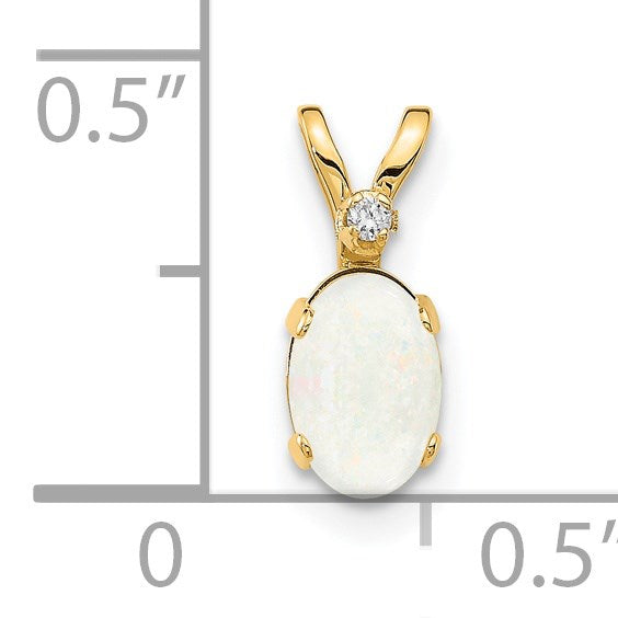 14k Diamond and 6x4 Oval October/Opal Birthstone Pendant