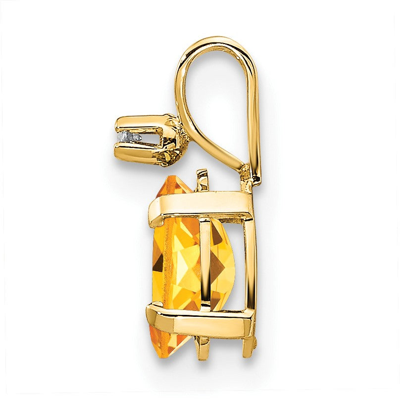 14k Diamond and 6x4 Oval November/Citrine Birthstone Pendant