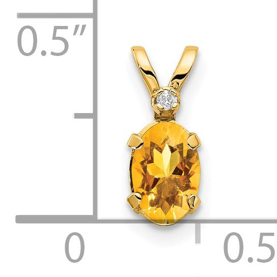 14k Diamond and 6x4 Oval November/Citrine Birthstone Pendant