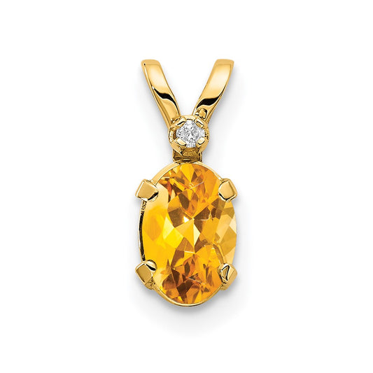 14k Diamond & Citrine Birthstone Pendant