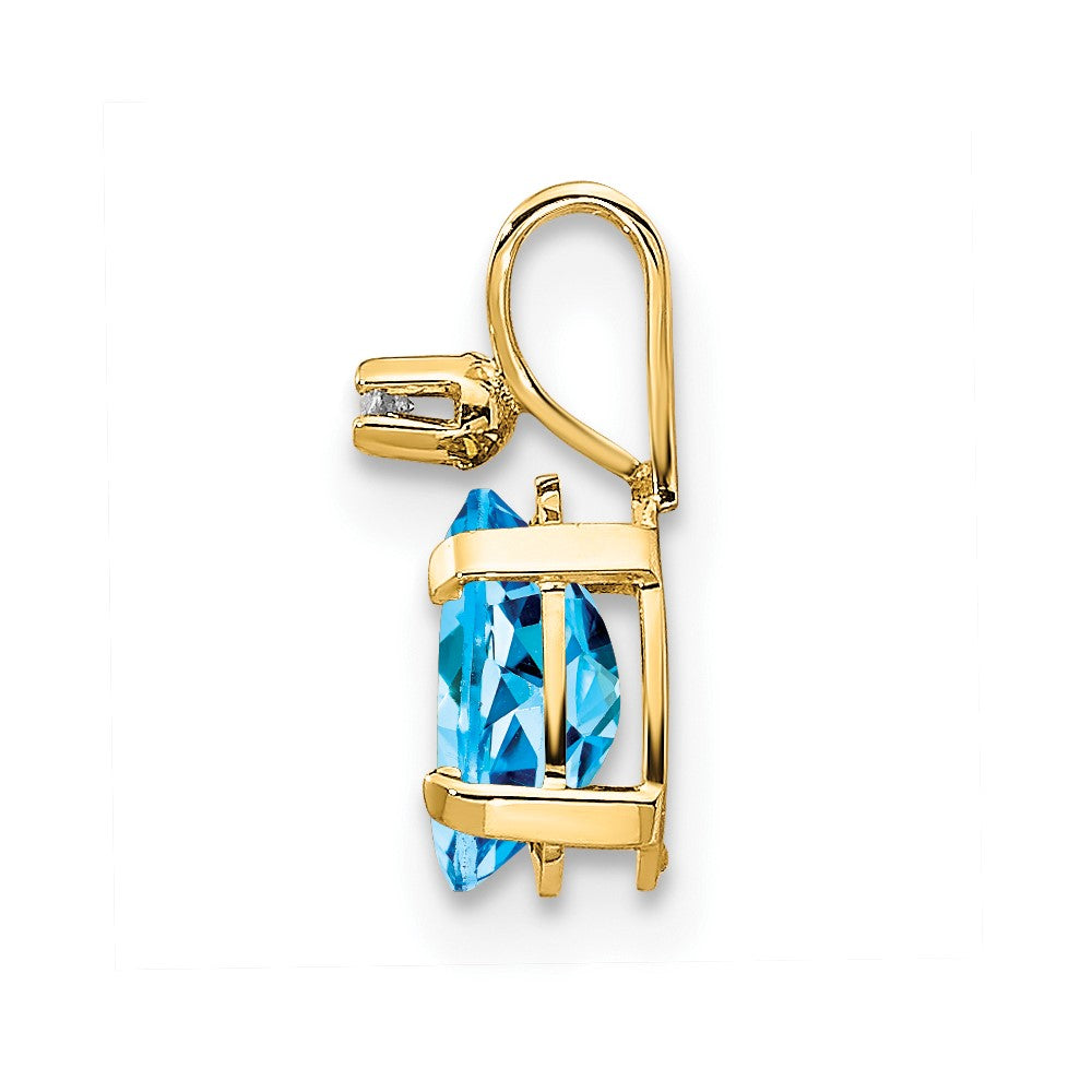 14k Diamond & Blue Topaz Birthstone Pendant