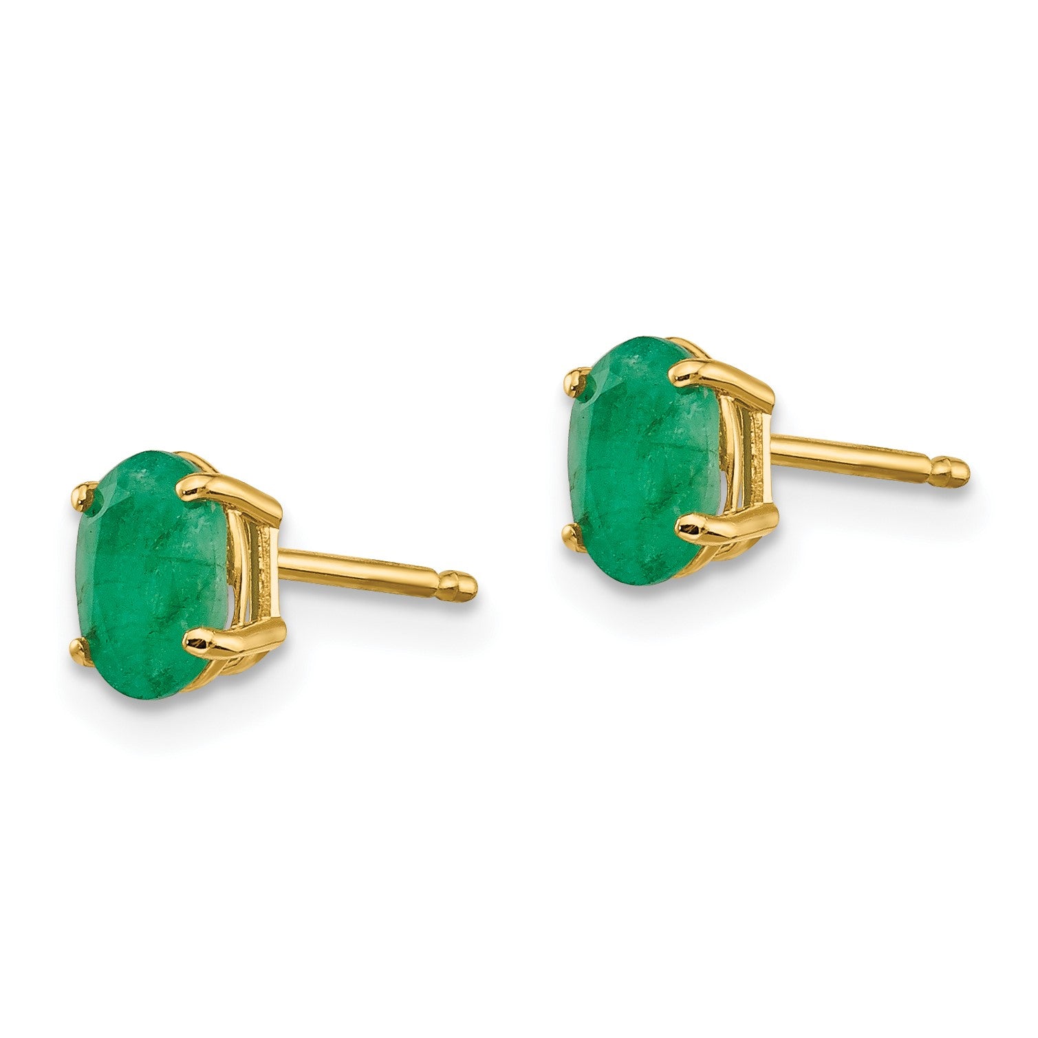 14k 6x4 Oval May/Emerald Post Earrings