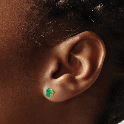 14k 6x4 Oval May/Emerald Post Earrings