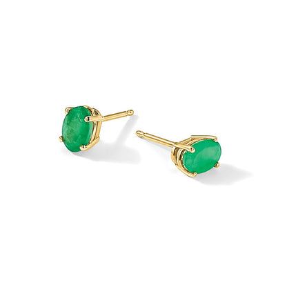 14k 6x4 Oval May/Emerald Post Earrings