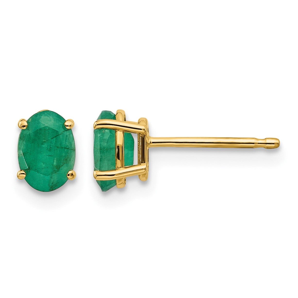 14k 6x4 Oval May/Emerald Post Earrings