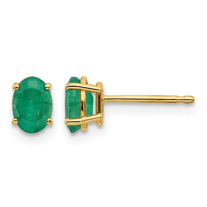 14k 6x4 Oval May/Emerald Post Earrings