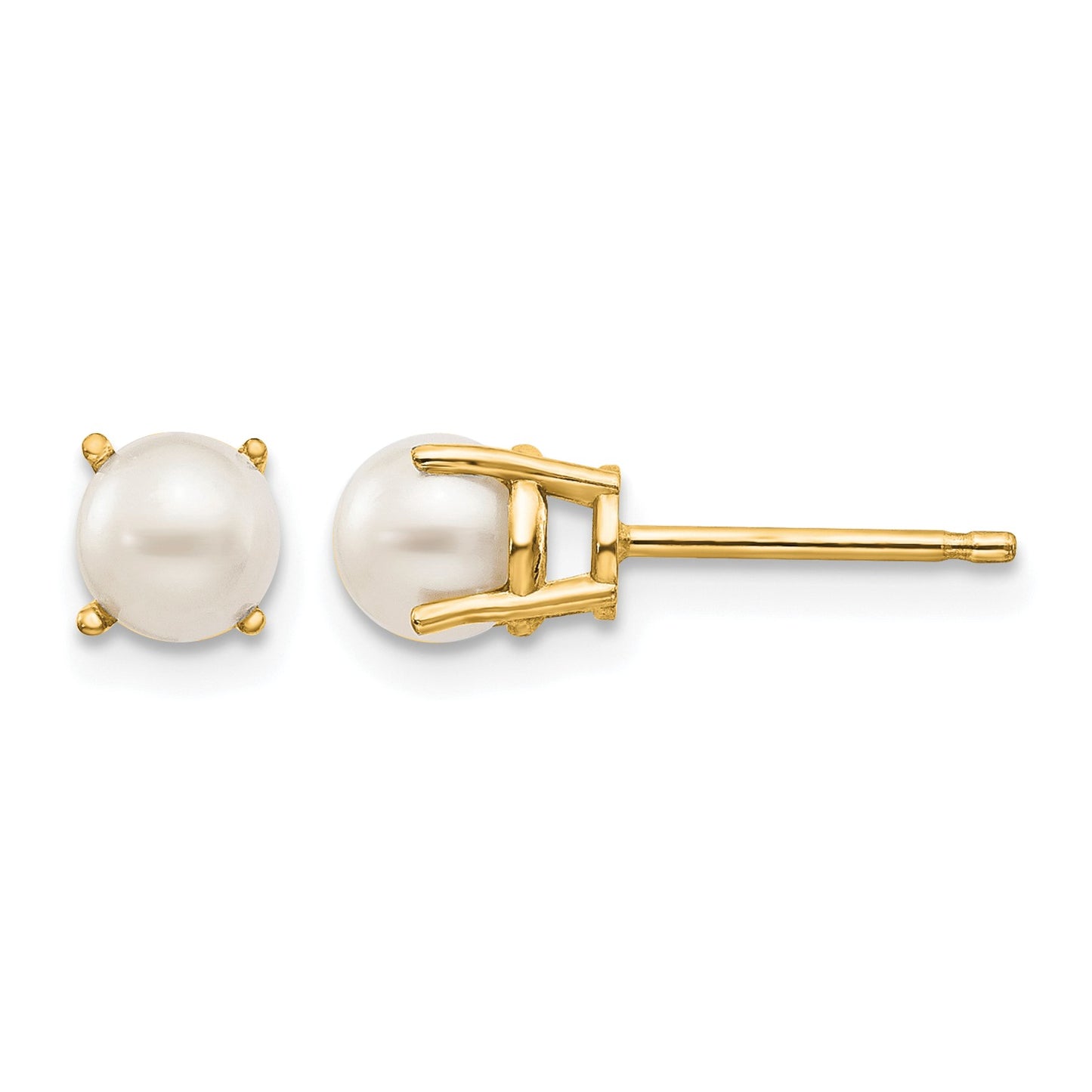 14k 4.5mm Round June/Freshwater Cultured Pearl Post Earrings