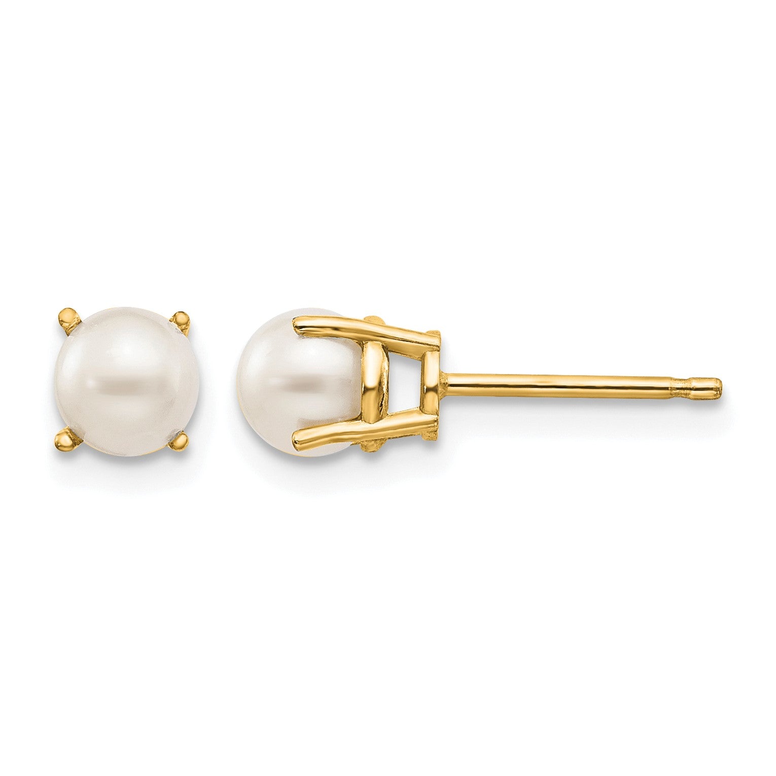 14k 4.5mm Round June/Freshwater Cultured Pearl Post Earrings