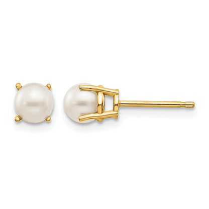 14k 4.5mm Round June/Freshwater Cultured Pearl Post Earrings