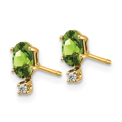 14k Diamond & Peridot Birthstone Earrings