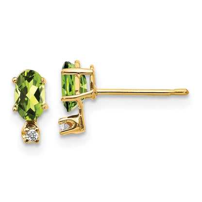 14k Diamond & Peridot Birthstone Earrings