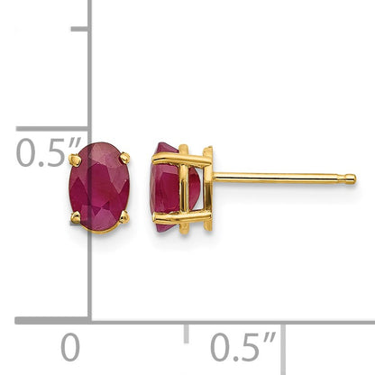 14k 6x4 Oval July/Ruby Post Earrings
