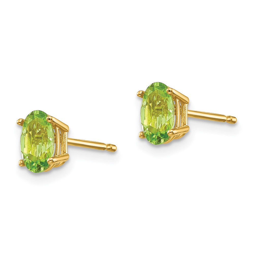 14k 6x4 Oval August/Peridot Post Earrings