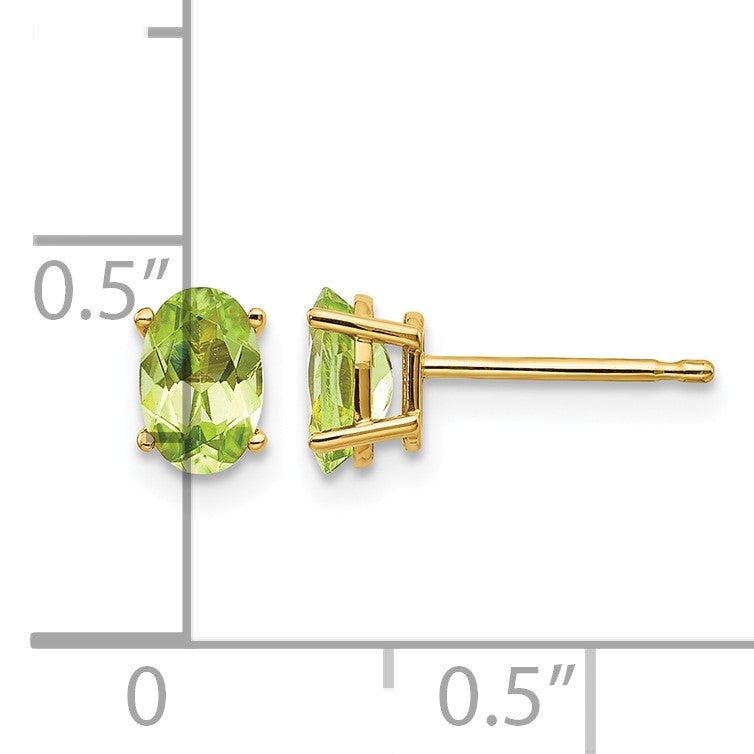 14k 6x4 Oval August/Peridot Post Earrings