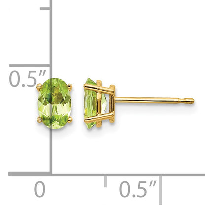 14k 6x4 Oval August/Peridot Post Earrings