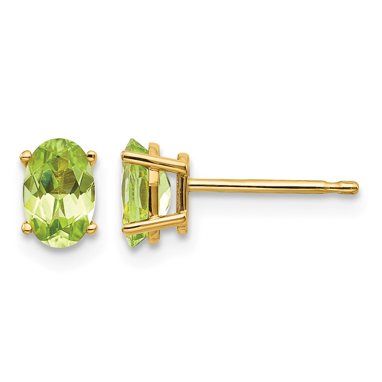 14k 6x4 Oval August/Peridot Post Earrings