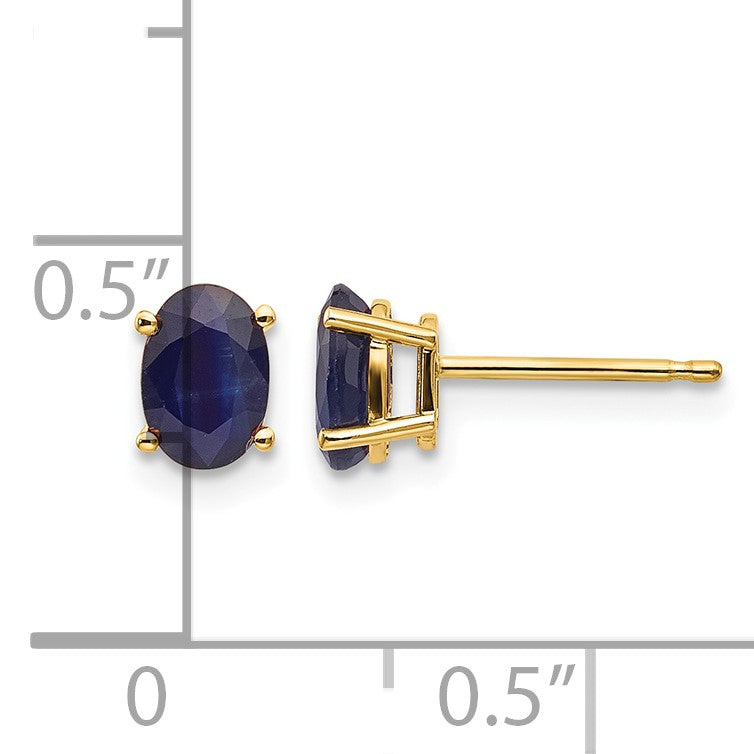 14k 6x4 Oval September/Sapphire Post Earrings