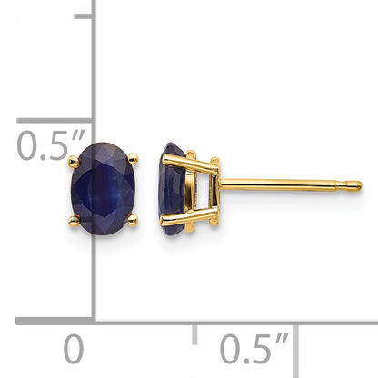 14k 6x4 Oval September/Sapphire Post Earrings