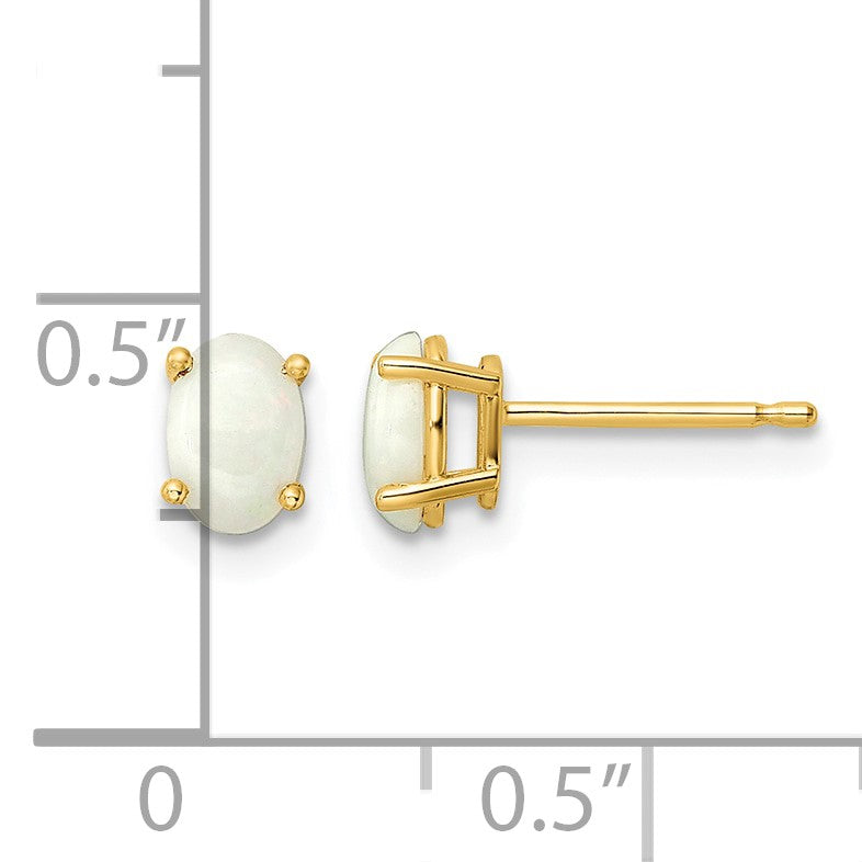 14k 6x4 Oval October/Opal Post Earrings