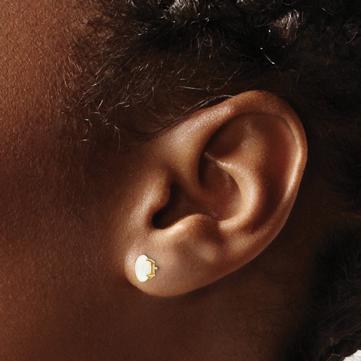 14k 6x4 Oval October/Opal Post Earrings