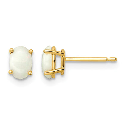 14k 6x4 Oval October/Opal Post Earrings