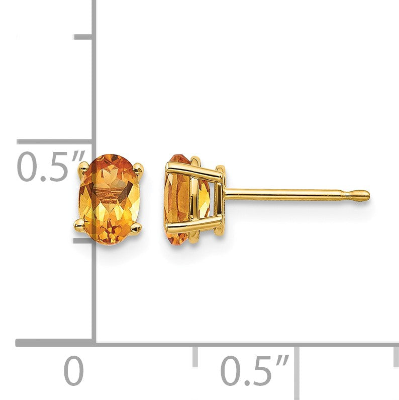 14k 6x4 Oval November/Citrine Post Earrings