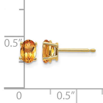 14k 6x4 Oval November/Citrine Post Earrings