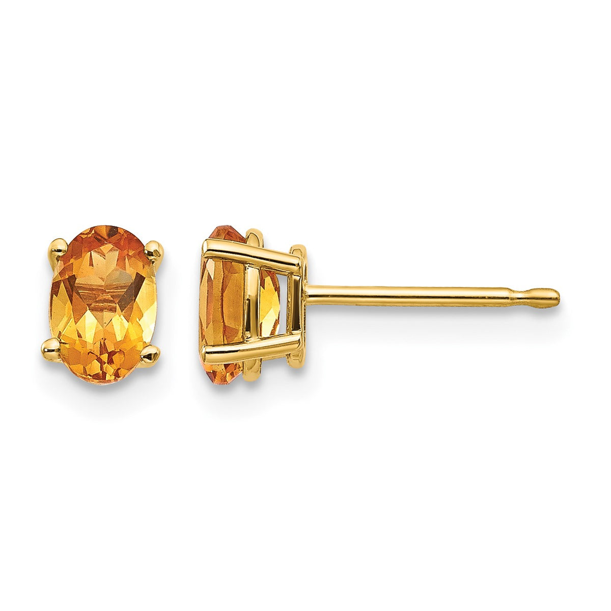 14k 6x4 Oval November/Citrine Post Earrings