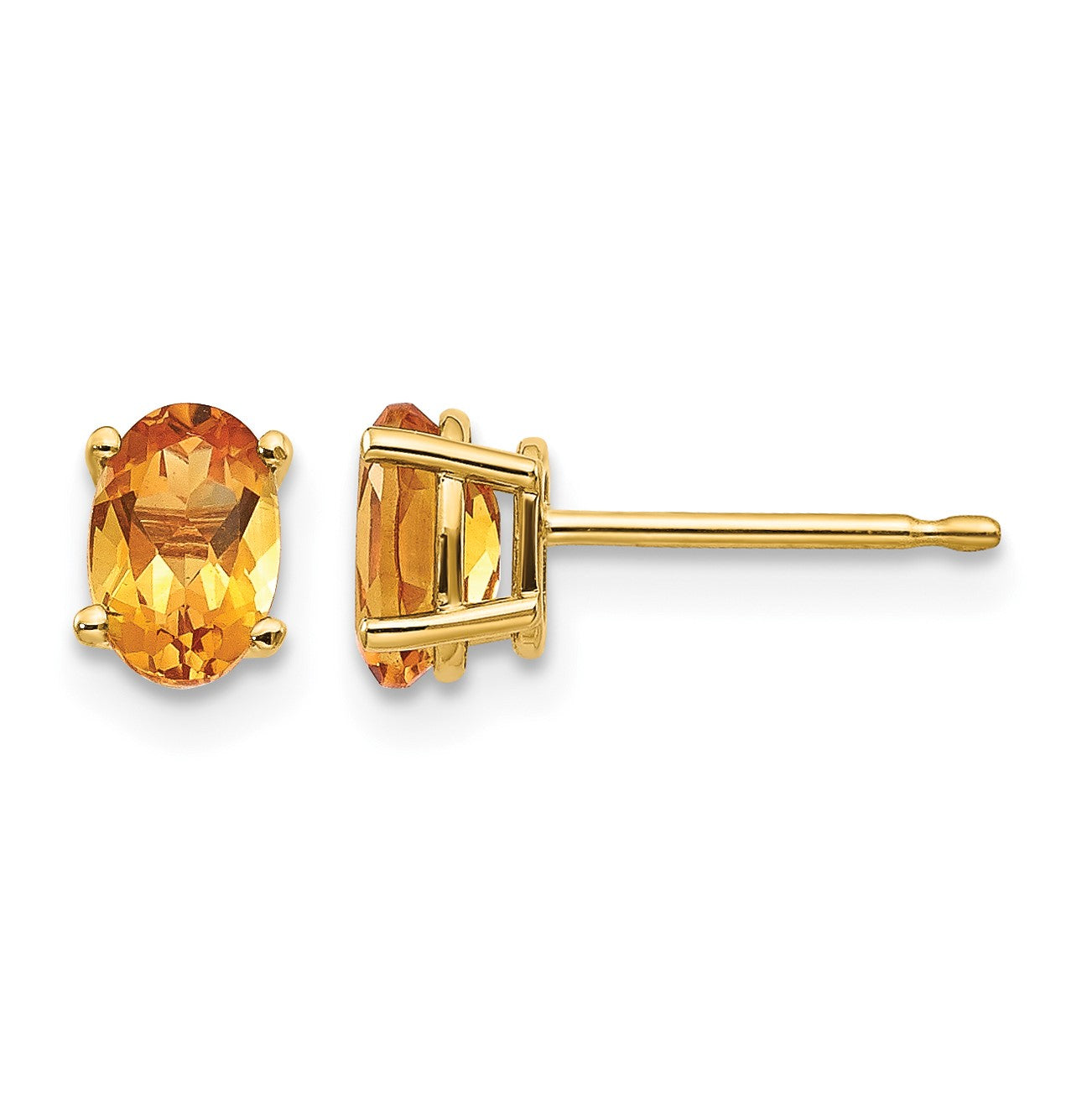 14k 6x4 Oval November/Citrine Post Earrings