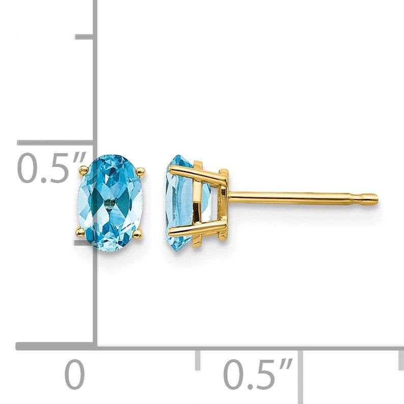 14k 6x4 Oval December/Blue Topaz Post Earrings