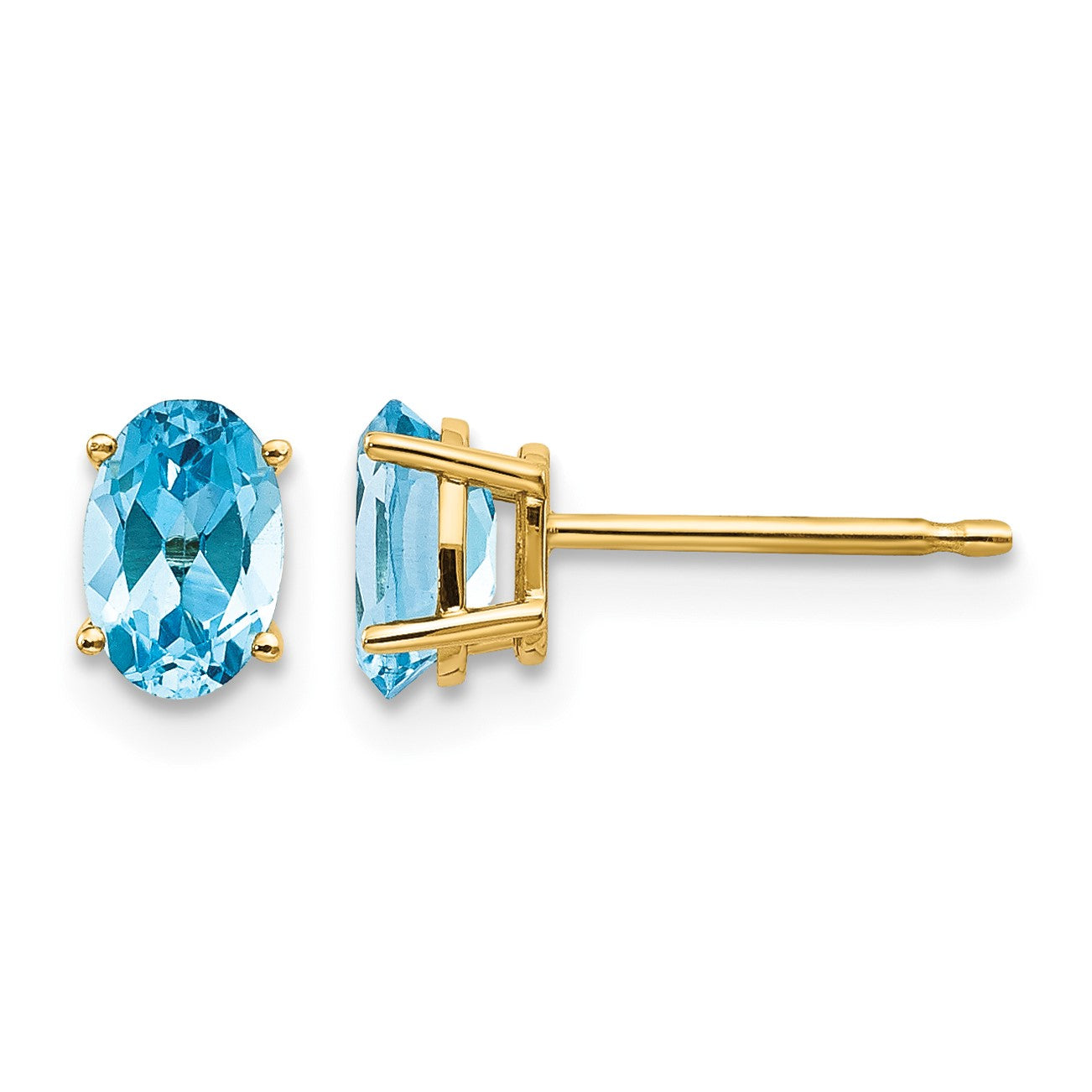 14k 6x4 Oval December/Blue Topaz Post Earrings