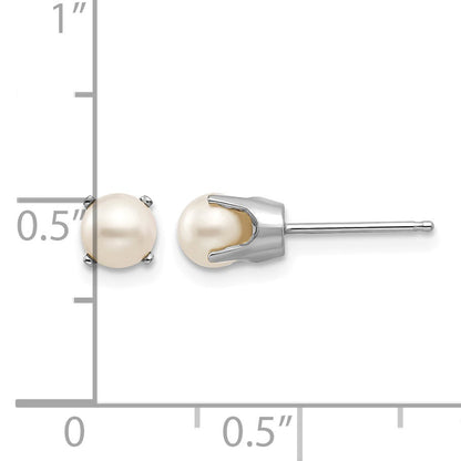 14k White Gold 5mm Round June/Freshwater Cultured Pearl Stud Earrings