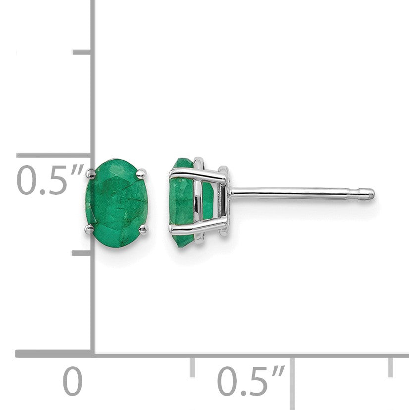 14k White Gold 6x4 Oval May/Emerald Post Earrings