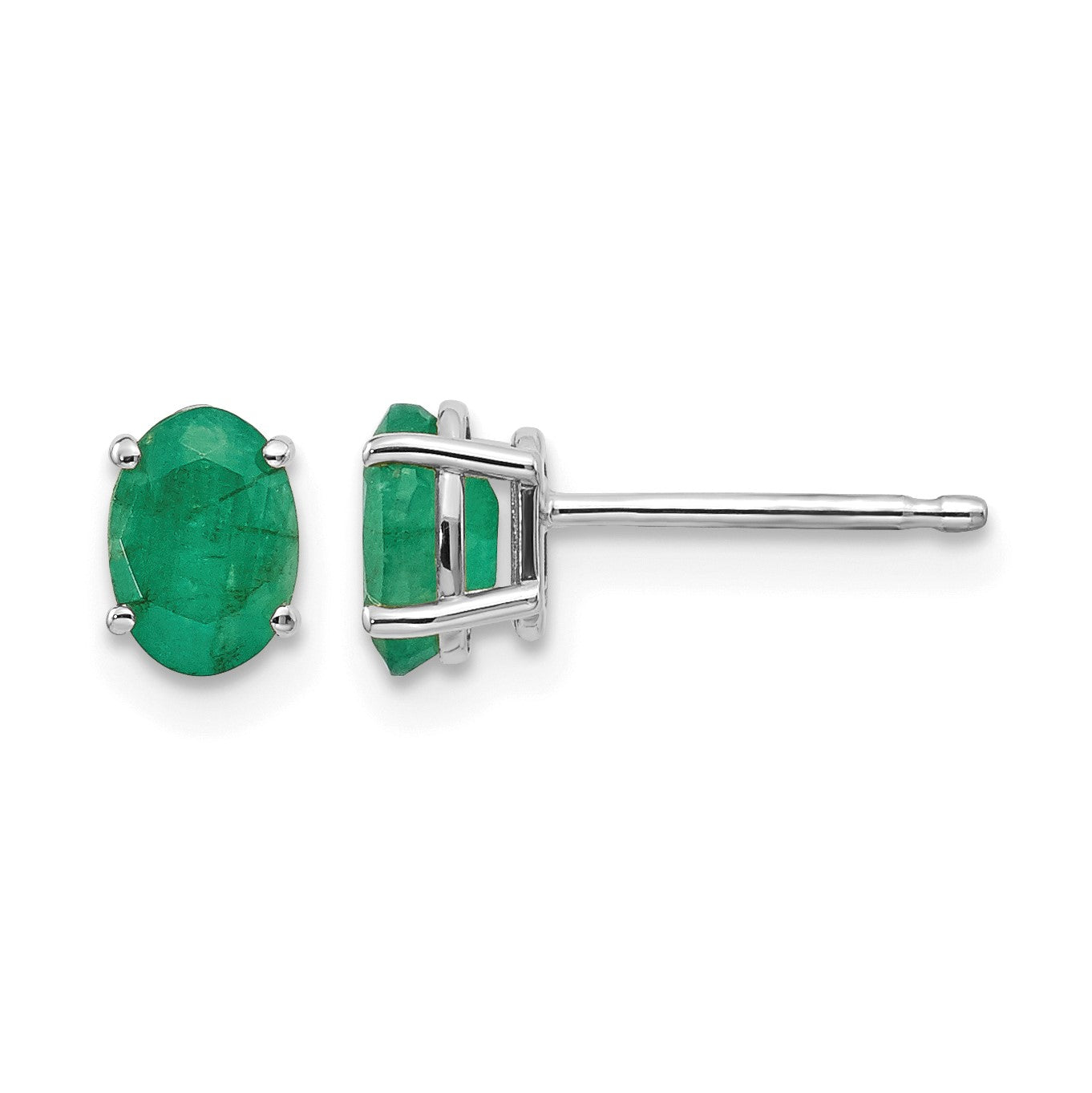 14k White Gold 6x4 Oval May/Emerald Post Earrings