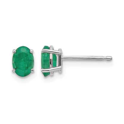 14k White Gold 6x4 Oval May/Emerald Post Earrings