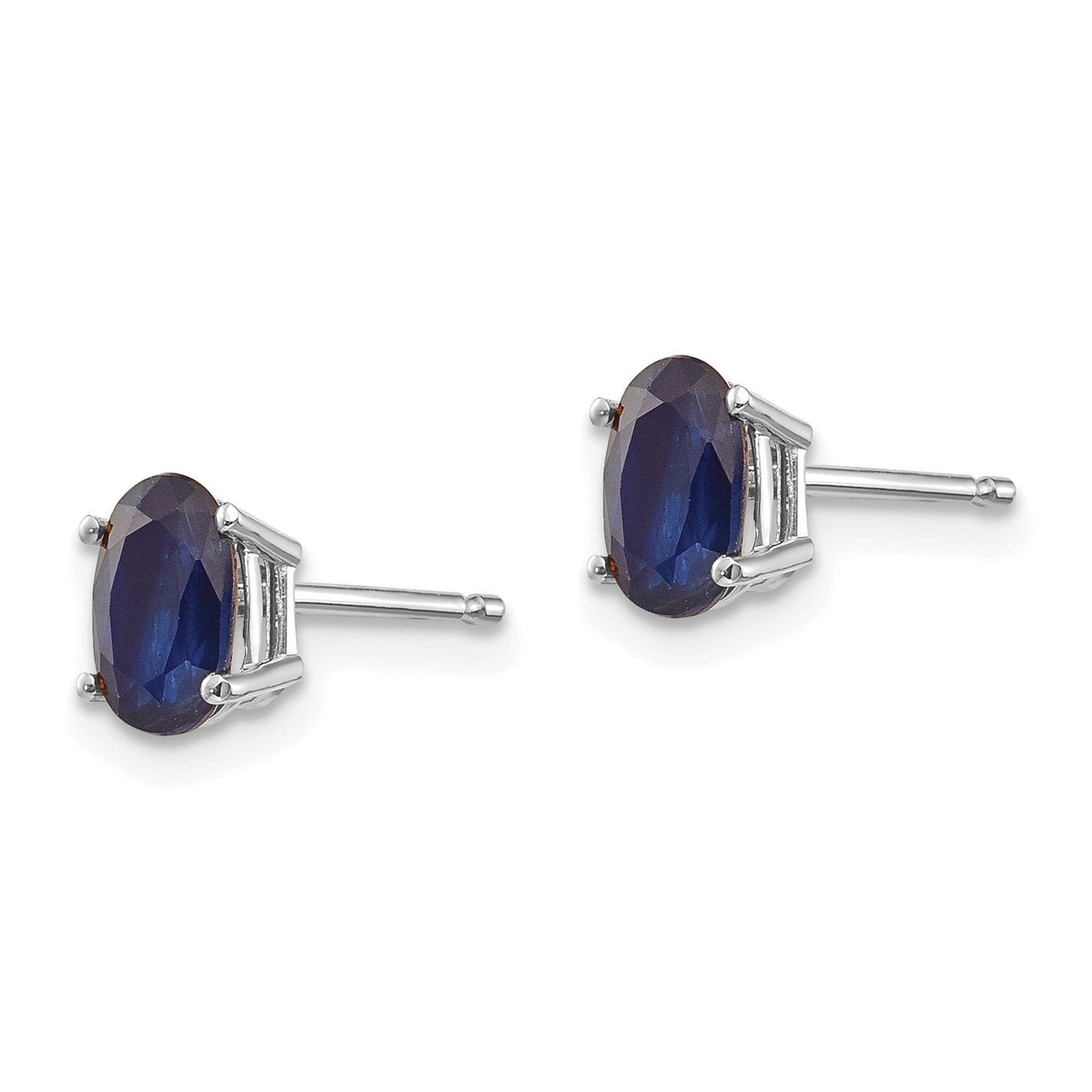 14k White Gold 6x4 Oval September/Sapphire Post Earrings