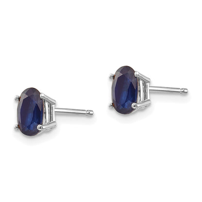 14k White Gold 6x4 Oval September/Sapphire Post Earrings