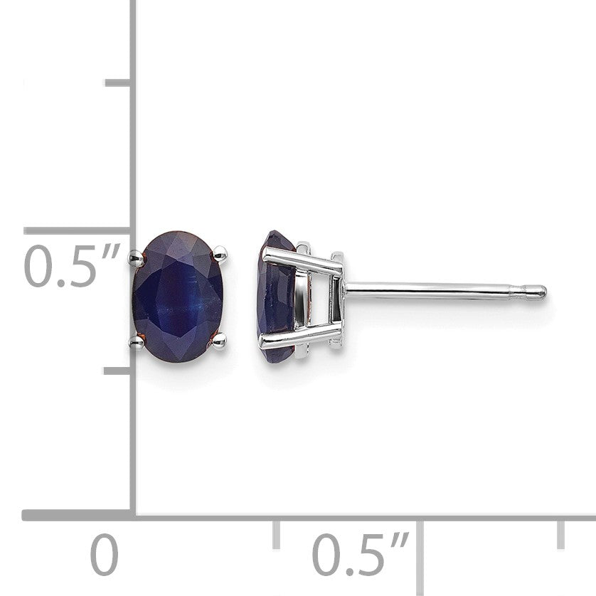 14k White Gold 6x4 Oval September/Sapphire Post Earrings