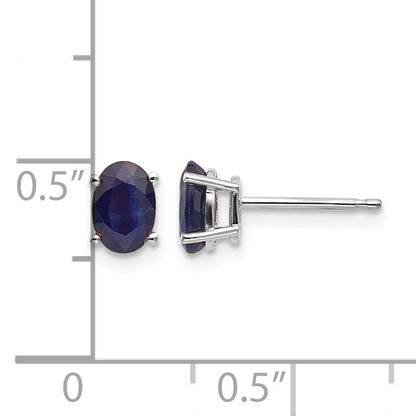 14k White Gold 6x4 Oval September/Sapphire Post Earrings