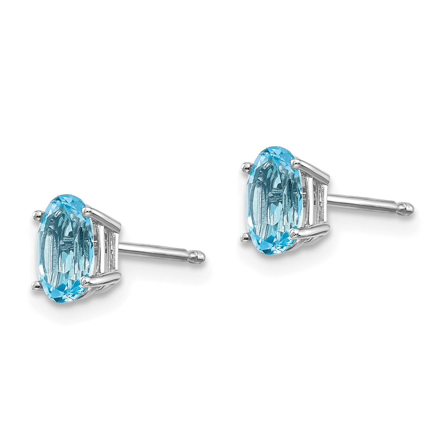 14k White Gold 6x4 Oval December/Blue Topaz Post Earrings