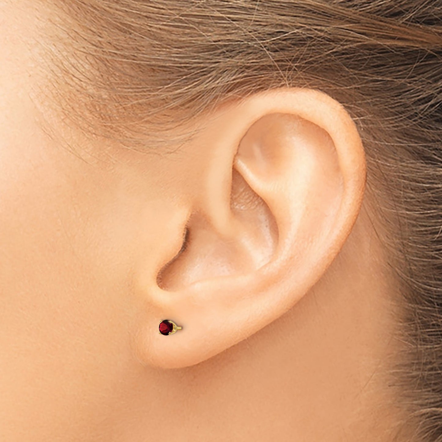 14k 3mm Round January/Garnet Post Earrings