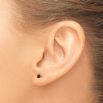 14k 3mm Round January/Garnet Post Earrings