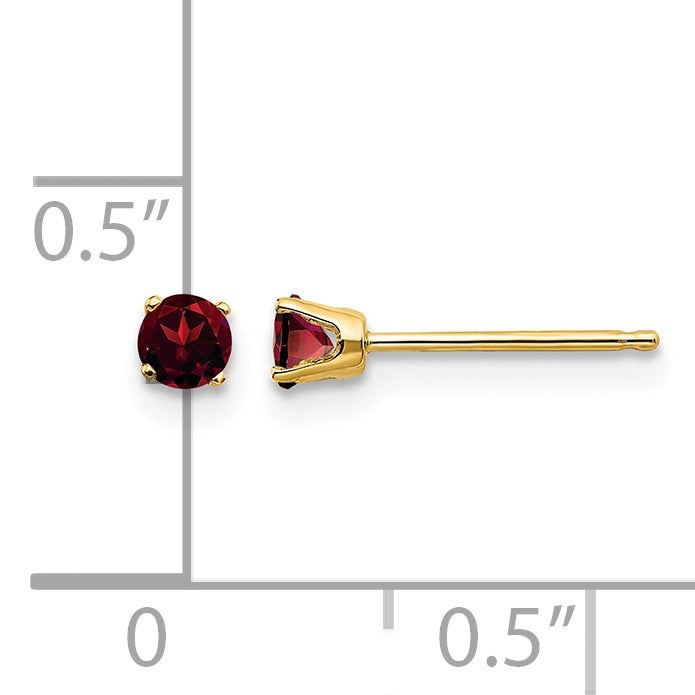 14k 3mm Round January/Garnet Post Earrings