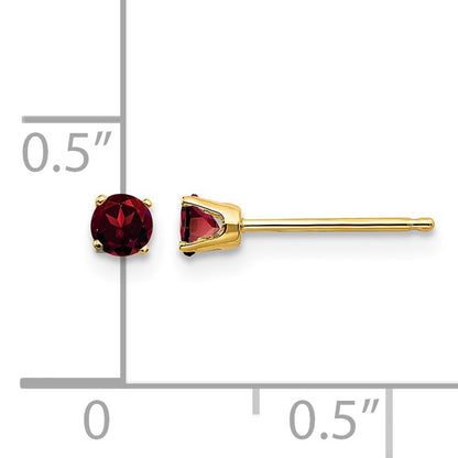14k 3mm Round January/Garnet Post Earrings