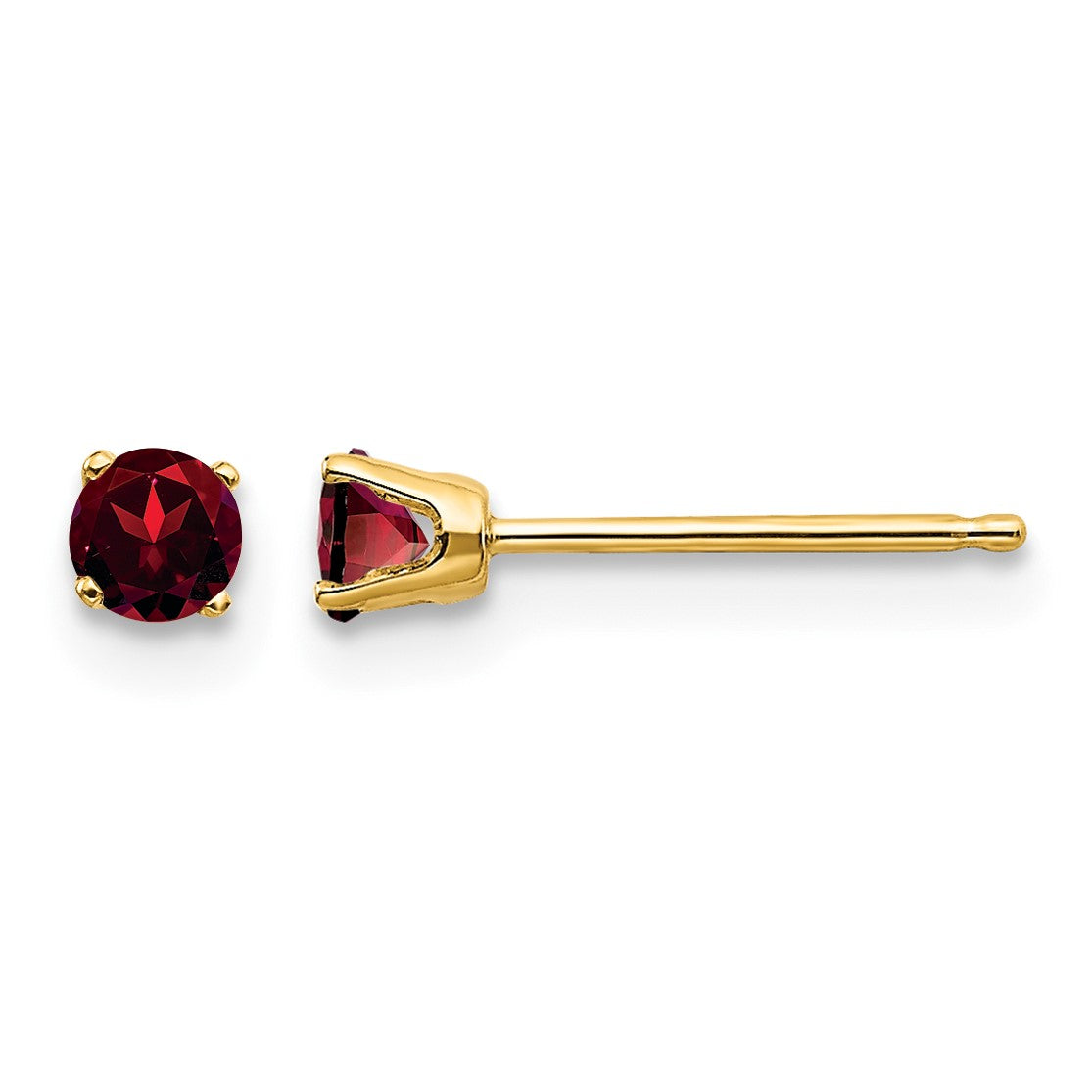 14k 3mm Round January/Garnet Post Earrings