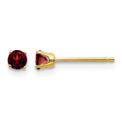 14k 3mm Round January/Garnet Post Earrings